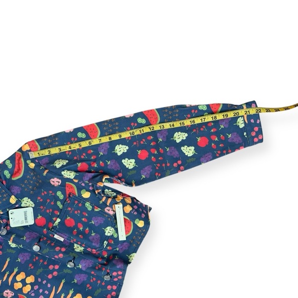 Lisa Says Gah Nuuly Farmers Market Cropped Button Jacket Size XS NWT Blue Fruit - Picture 5 of 8